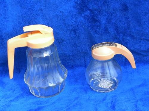 photo of 12 collectible vintage glass syrup pitchers, old kitchenware pitcher lot #6