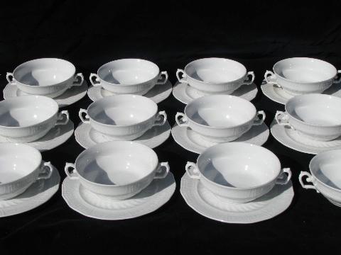 photo of 12 cream soups, double handled soup bowls or boullion cups, vintage Czech #1