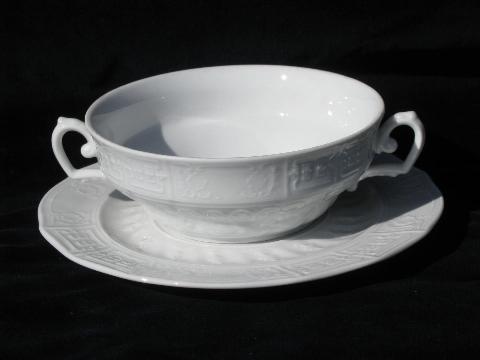 photo of 12 cream soups, double handled soup bowls or boullion cups, vintage Czech #2