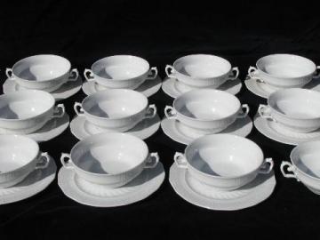 catalog photo of 12 cream soups, double handled soup bowls or boullion cups, vintage Czech