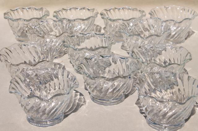 photo of 12 fluted glass custard cups, ramekins or small dessert dishes one dozen #1