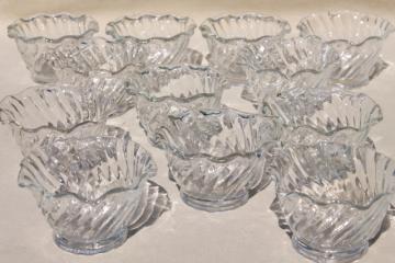 catalog photo of 12 fluted glass custard cups, ramekins or small dessert dishes one dozen