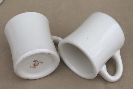 photo of 12 heavy white ironstone china coffee cups or tea mugs, vintage restaurant ware #4