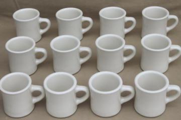 catalog photo of 12 heavy white ironstone china coffee cups or tea mugs, vintage restaurant ware