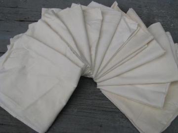 catalog photo of 12 kitchen dish towels, vintage unbleached cotton flour sack fabric