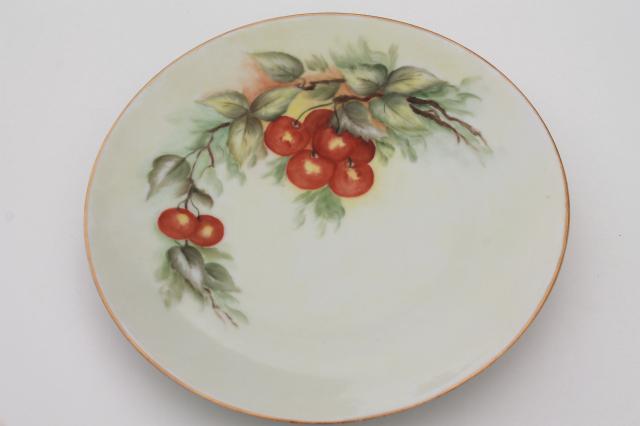 photo of 12 mismatched antique hand painted china plates, autumn summer harvest fruit & flowers #6