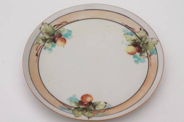 photo of 12 mismatched antique hand painted china plates, autumn summer harvest fruit & flowers #15