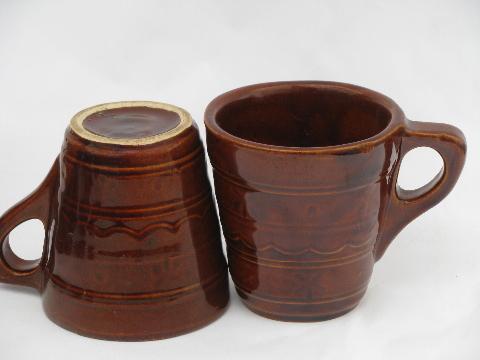 photo of 12 mugs Marcrest brown daisy-dot, vintage Western - Monmouth pottery #2