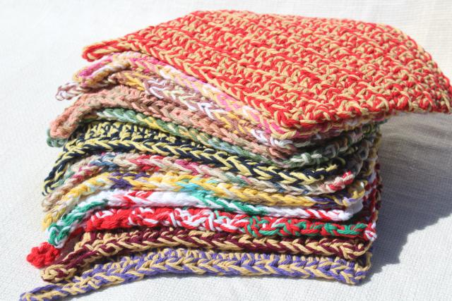 photo of 12 new hand knit crochet cotton kitchen pot holders w/ hanging loops #2