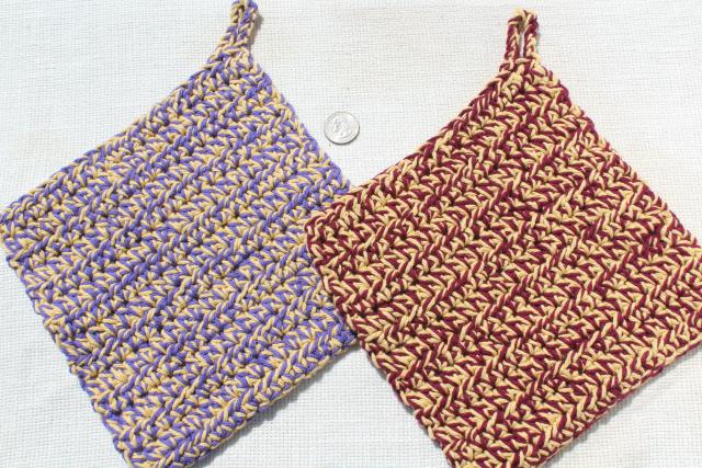 photo of 12 new hand knit crochet cotton kitchen pot holders w/ hanging loops #8