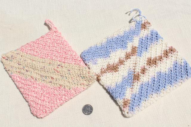 photo of 12 new hand knit crochet cotton washcloths, dish cloths or pot holders w/ double layer thickness #6