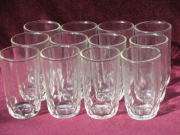 catalog photo of 12 old jelly jar tumblers, vintage thumbprint pattern jelly glasses