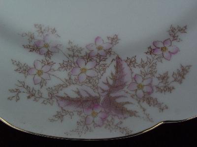 photo of 12 old pink floral transferware china plates #2