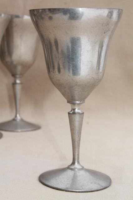 photo of 12 pewter goblets, large wine / water glasses, vintage New Amsterdam Silver New York #3
