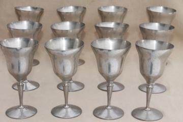 catalog photo of 12 pewter goblets, large wine / water glasses, vintage New Amsterdam Silver New York