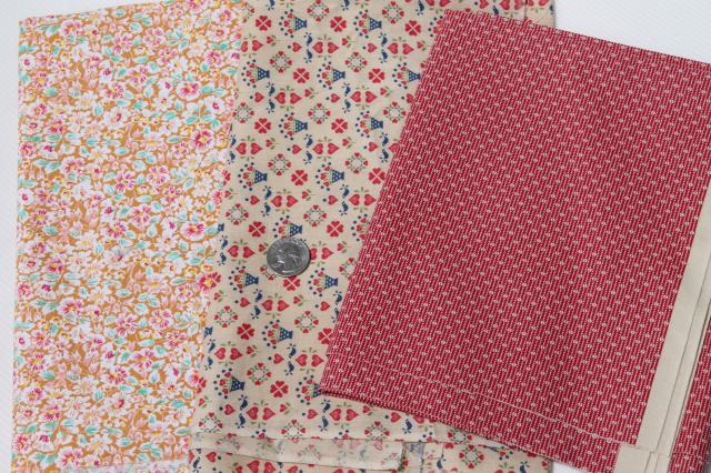 photo of 12 pounds vintage fabric, lot country quilting prints & solids, 80s cotton & blends #7