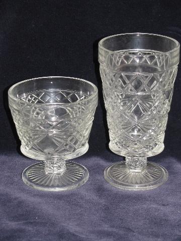 photo of 12 sherbets and 12 water goblets, vintage Hazel Atlas Gothic pattern glasses #4