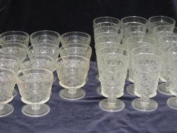 catalog photo of 12 sherbets and 12 water goblets, vintage Hazel Atlas Gothic pattern glasses