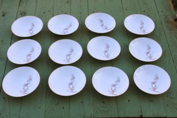 12 vintage Sango Japan china Larchmont dessert dishes or fruit bowls, pinecones & branches pattern 