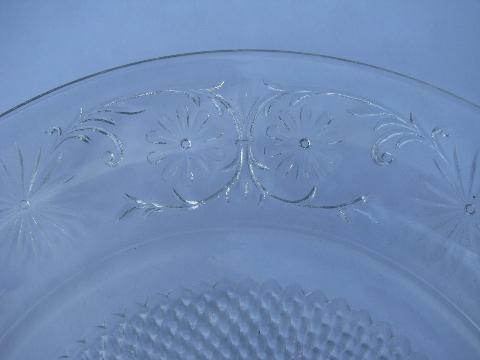 photo of 12 vintage bake sale cake platter / bakery display plates, daisy pattern glass #3