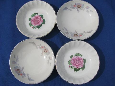 photo of 12 vintage china dessert bowls, 2 each of 6 different floral dishes #4