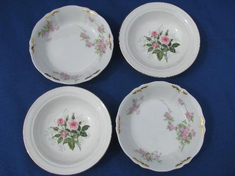 photo of 12 vintage china dessert bowls, 2 each of 6 different floral dishes #5