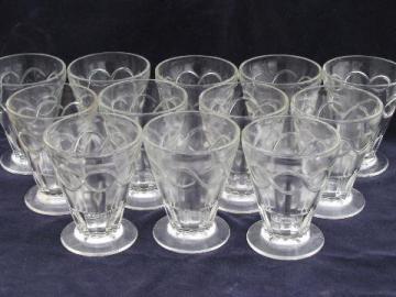 catalog photo of 12 vintage heavy glass soda fountain ice cream dishes, sundae glasses