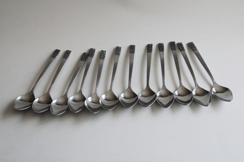 photo of 12 vintage teaspoons, Carlyle Cameo heavy stainless with minimalist mod design  #3