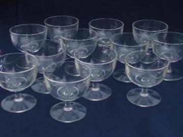 catalog photo of 12 vintage wheel-cut glass sherbet dishes, five-pointed Star of Bethlehem