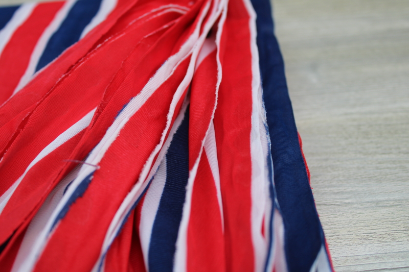 photo of 12 yards Bicentennial patriotic fabric red white blue stars & stripes poly tricot light almost sheer knit #2