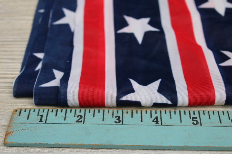 photo of 12 yards Bicentennial patriotic fabric red white blue stars & stripes poly tricot light almost sheer knit #5