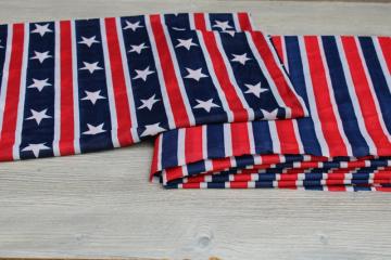 12 yards Bicentennial patriotic fabric red white blue stars & stripes poly tricot light almost sheer knit 