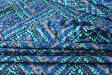 catalog photo of 12 yards Moda rayon fabric made in Japan, batik style print cool colors on blue