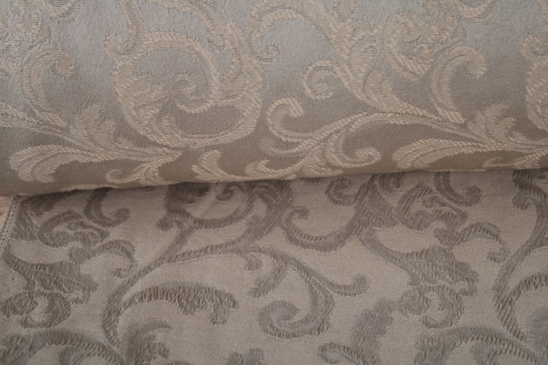 photo of 12 yds vintage muted gold brocade upholstery fabric, soft draping cotton rayon or poly blend jacquard #5
