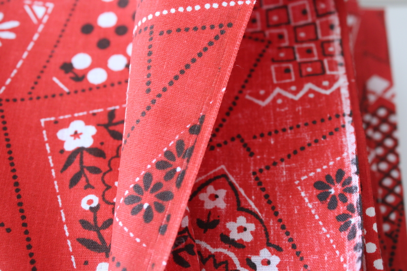 photo of 15 yards 1980s deadstock vintage cotton fabric red & white bandana print full bolt  #3
