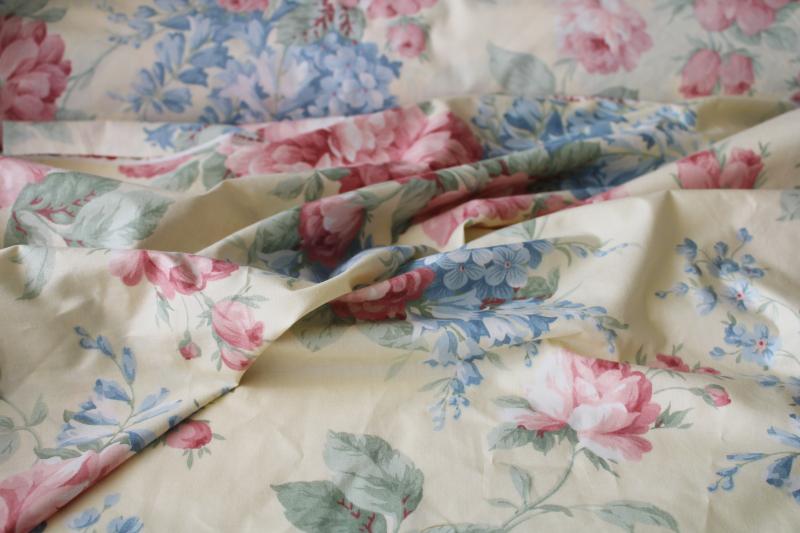 photo of 15 yards vintage cotton fabric romantic shabby floral print decorator chic  #2