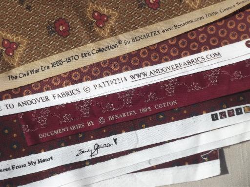 photo of 15 yds print cotton quilt fabric, brick red & brown quilting fabric lot  #6