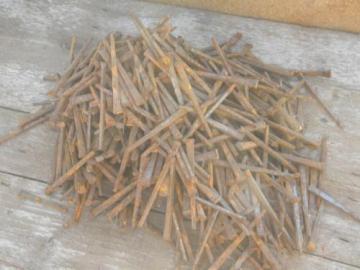 catalog photo of 15LB lot primitive old square cut nails 2.5/3.5'' restoration hardware