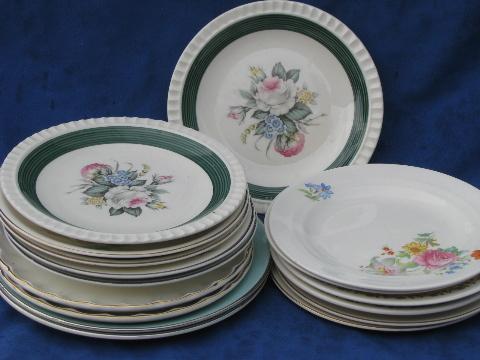 photo of 16 vintage china cake or sandwich plates, 2 each 8 different florals #1