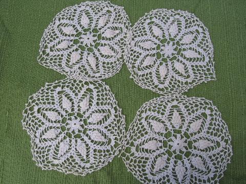 photo of 16 vintage crocheted doilies, old handmade crochet lace doily lot #3