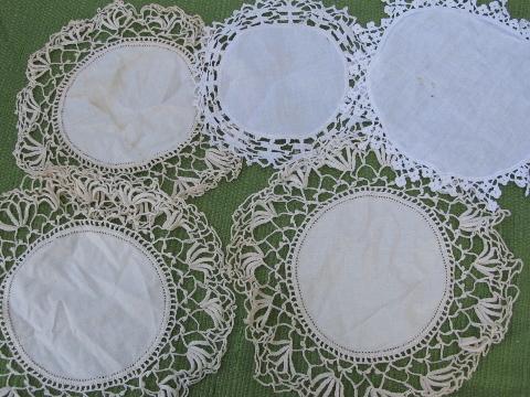 photo of 16 vintage crocheted doilies, old handmade crochet lace doily lot #4