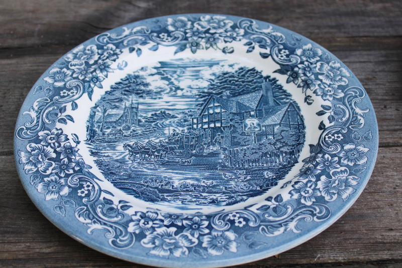 photo of 17th Century pattern made in China blue & white dinner plates Staffordshire Engravings  #2