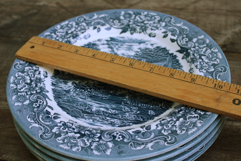 photo of 17th Century pattern made in China blue & white dinner plates Staffordshire Engravings  #7