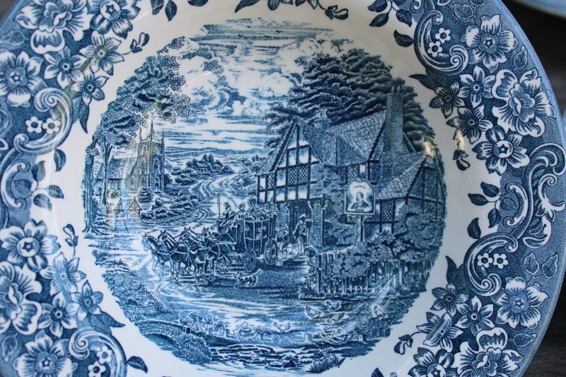 photo of 17th Century pattern made in China blue & white soup bowls Staffordshire Engravings #2