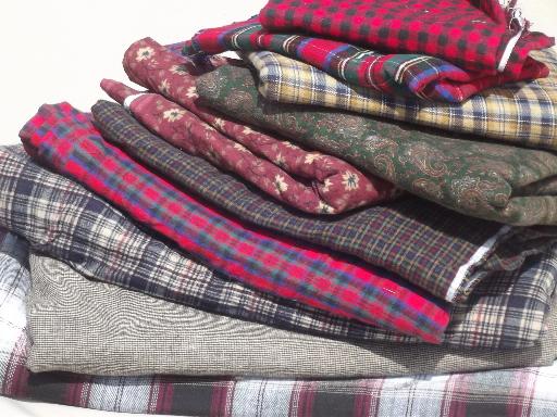 photo of 18 lbs  cotton flannel fabric scraps, primitive country 'rag' quilt fabrics lot #3