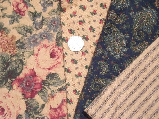 photo of 18 lbs  cotton flannel fabric scraps, primitive country 'rag' quilt fabrics lot #9