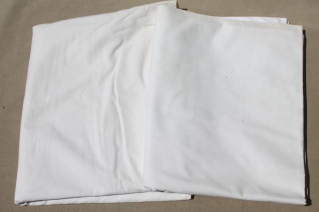 photo of 18 plain white cotton bed sheets, vintage bedding, bed linens lot #2