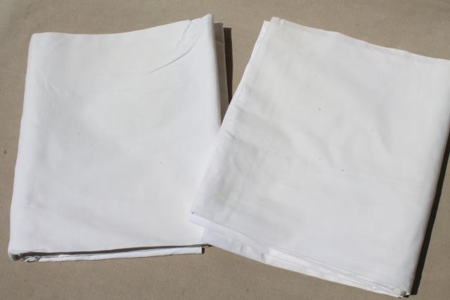 photo of 18 plain white cotton bed sheets, vintage bedding, bed linens lot #7