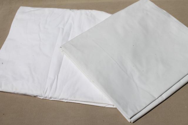 photo of 18 plain white cotton bed sheets, vintage bedding, bed linens lot #10