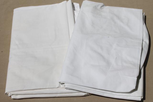 photo of 18 plain white cotton bed sheets, vintage bedding, bed linens lot #13